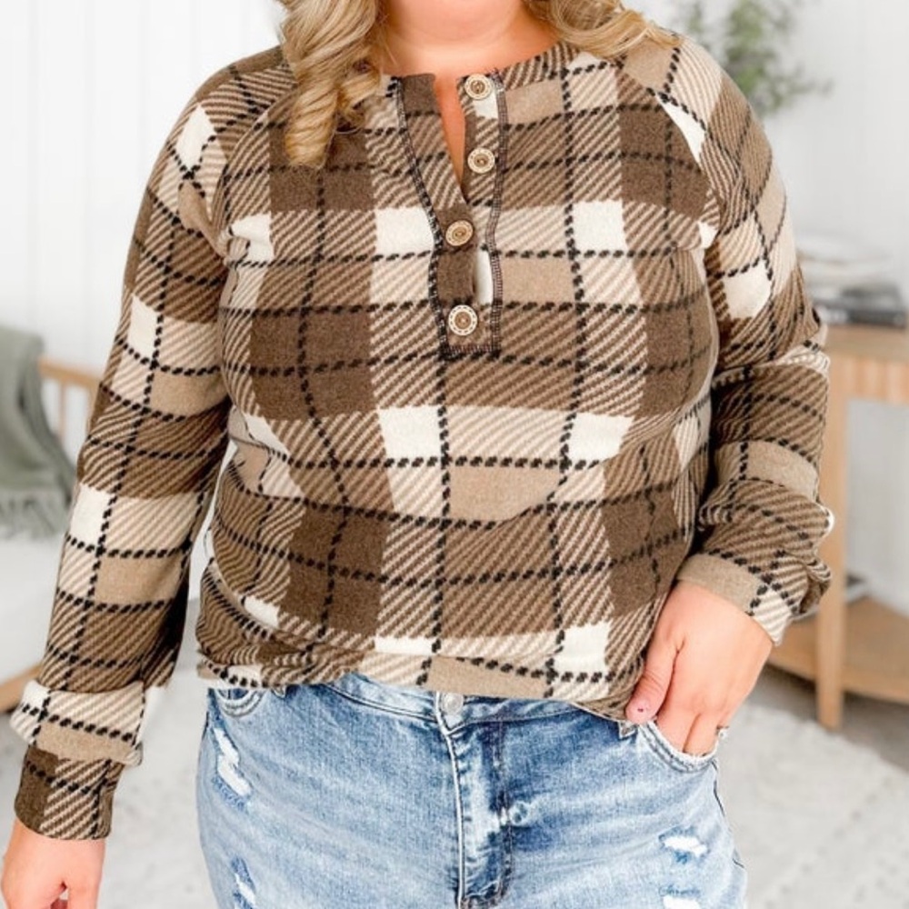 Heimish Plaid Multi Color Long Sleeve Top Size 2x